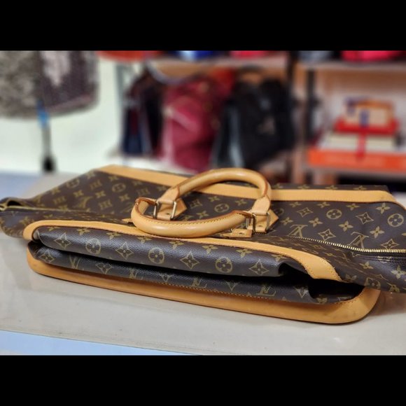 LOUIS VUITTON Monogram 17" Carryall Square Travel Duffle Mens Bag Duffle Gym LV - Picture 11 of 15
